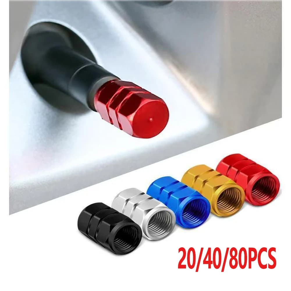20/40/80pcs Car Tire Cap Wheel Nut Car Mounted Color Valve Cap Valve Cover Aluminum Alloy for Automobiles Motorcycles