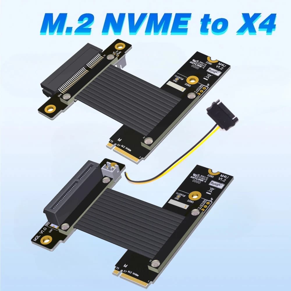 Nuovo cavo riser Gen4 PCIe 4.0 M.2 NVMe a x4 PCI-E 4X SSD RAID, LAN, GPU Scheda di acquisizione Extender 90 ° Adattatore chiave presa GPU 2280 M