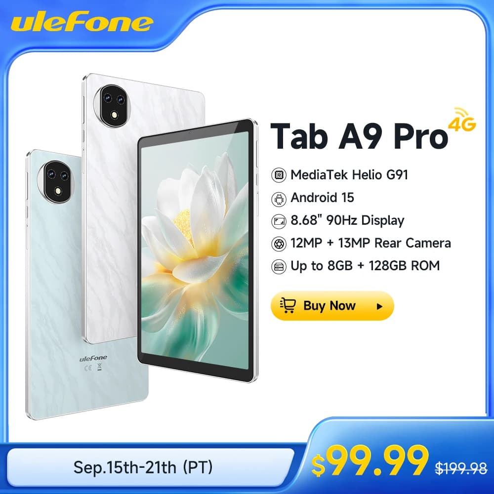 Tablet Ulefone Tab A9 Pro MTK G91 8.68" Up to 8 GB RAM (4+4) 128 GB ROM 12 MP+13 MP Tablet Android 15 4G