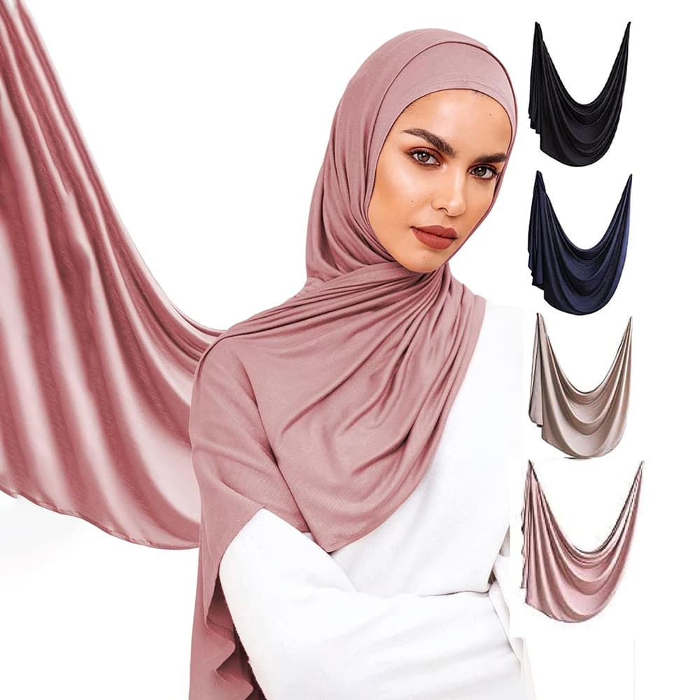 Sciarpe in jersey di vendita calde Sciarpe elastiche per la testa in tinta unita Hijab Scialle avvolgente in cotone da donna all'ingrosso