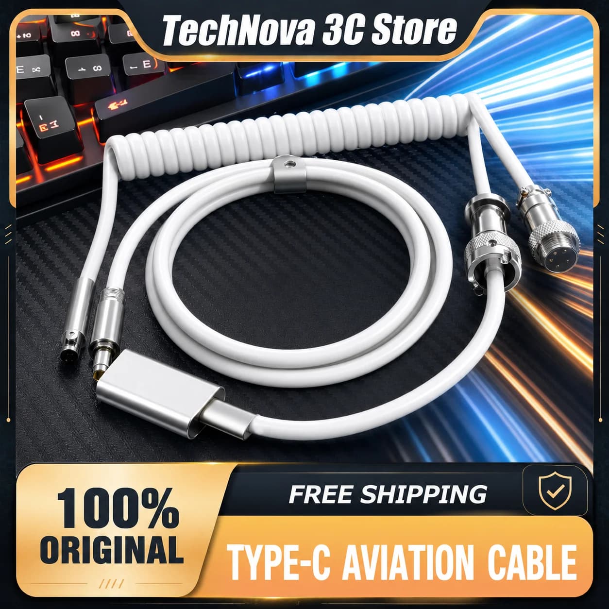 Macaron 8K Cable for Magnetic Keyboard 1-to-2 Split Design Coiled Spring Cable RGB Braided USB C Cable for Valorant Gamer