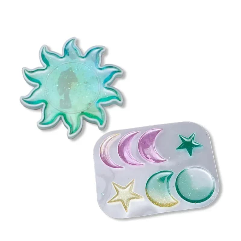 Stampo in Silicone a Forma di Stella, Luna e Sole per Decorazioni Sospese, Campanelli a Vento in Resina Epossidica Fai-da-Te per Arredamento Casa