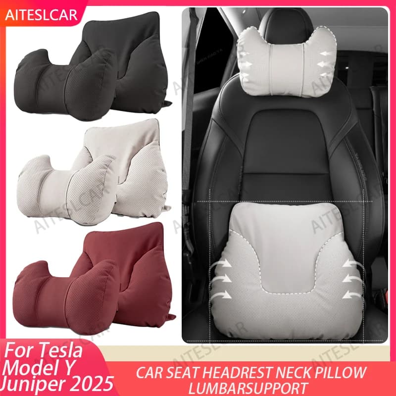 Car seat headrest cushion for Tesla Model Y/X/3/S Support for Lumbar Head relief Soft and comfortable memory cushion Protect cover