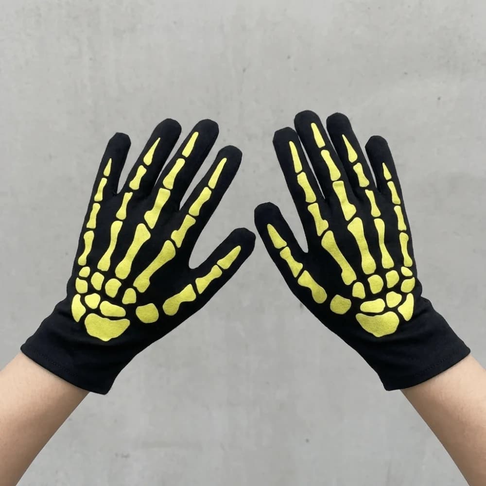 Full Finger Halloween Gloves Cosplay Prop Windproof Halloween Bone Claw Gloves Hand Warmers Glowing Gloves Skeleton Goth Mittens