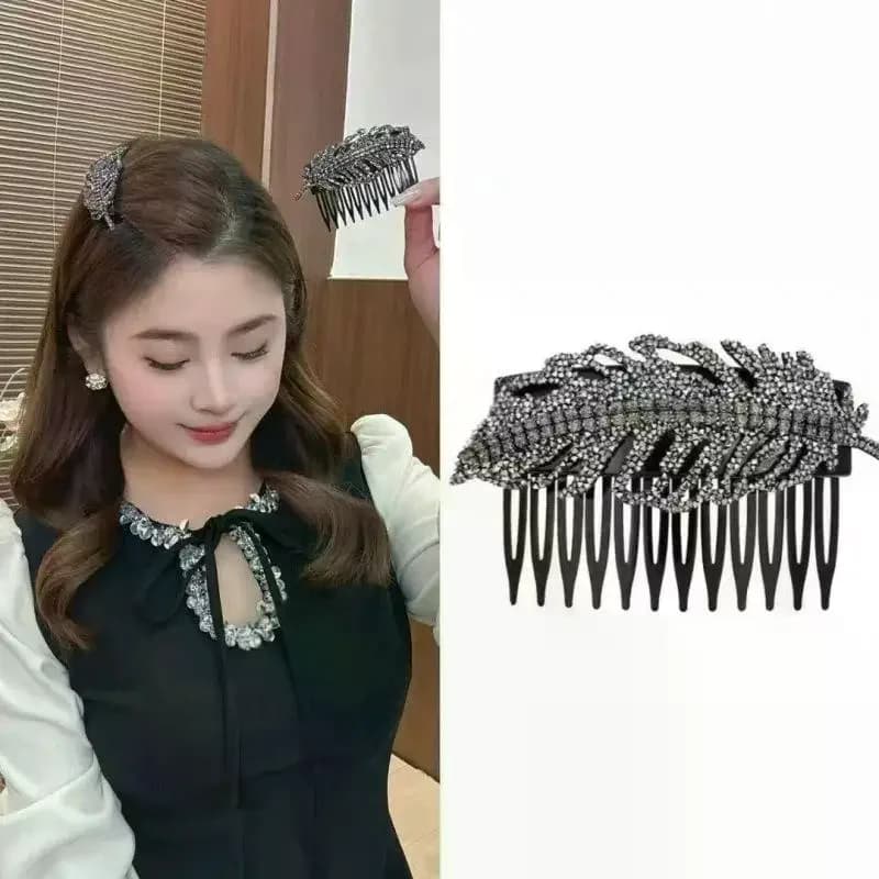2Pcs Non Slip Side Hair Clips Rhinestone Wheat Ear Hair Combs For Women Girls Daily Party Hair Accessories