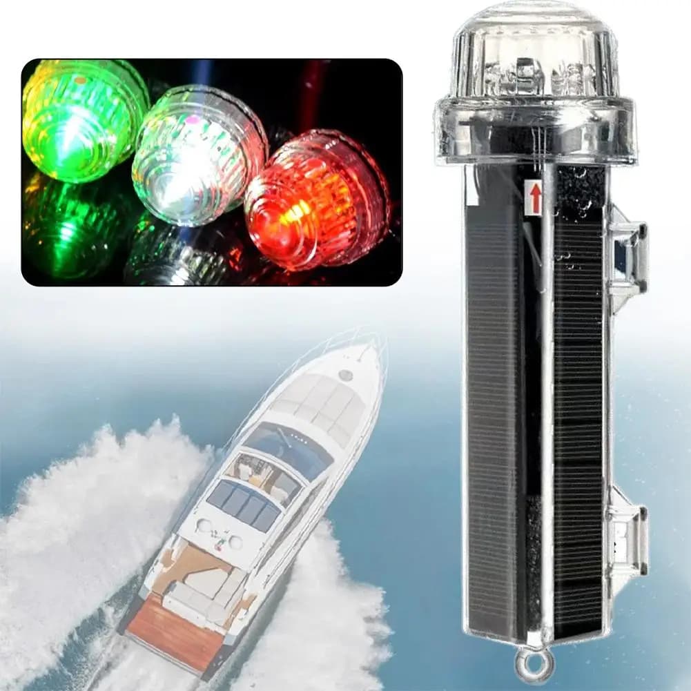 Luce di segnalazione solare per l'oceano Luce di segnalazione di navigazione Accessori impermeabili Pesca e luce Led Night Yacht Avvertimento Barca Flas L3q5