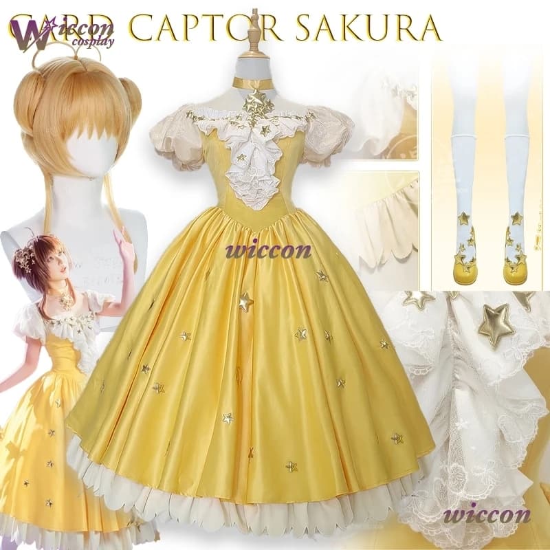 Hemera Card Captor Sakura Sakura Kinomoto Abito stellato Costume cosplay di scena Set completo Abito da donna Ragazza Halloween Lolita Dress