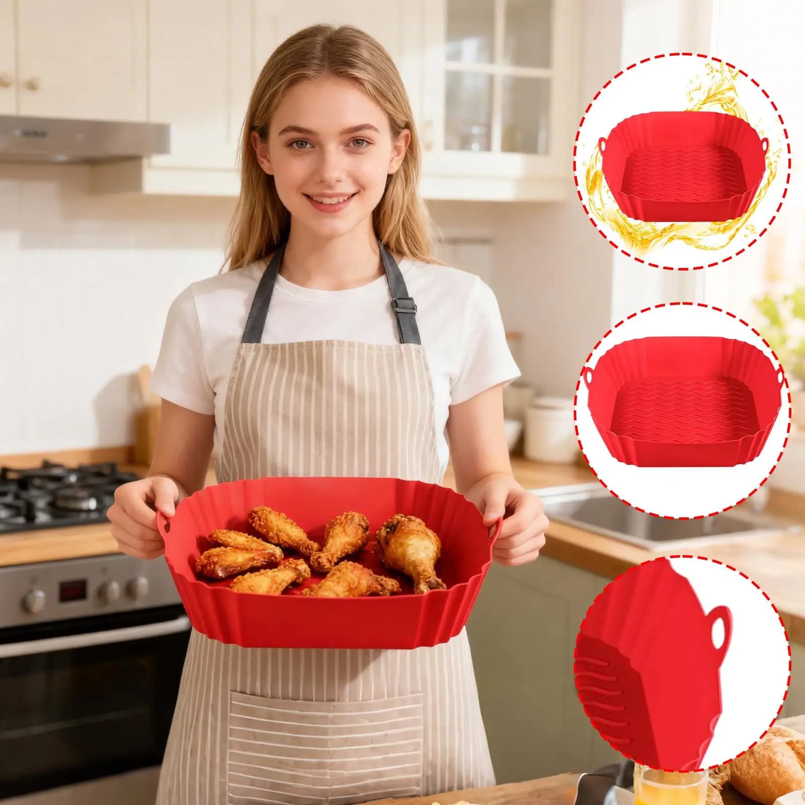 Silicone Air Frying Silicone Air Frying Square Sheets for Air Frying Silicone Reusable Accessories for Air Frying Machine Spare for Air Frying