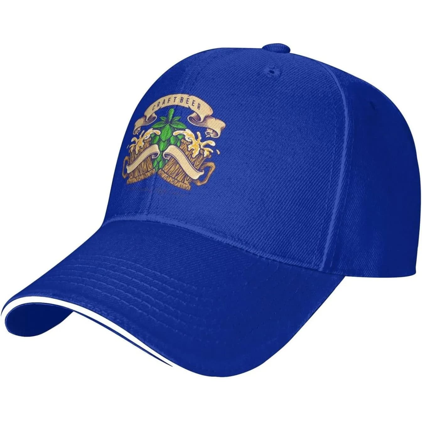 Cappello da Baseball in Poliestere con Stampa Birra Artigianale e Luppoli, Casual, Regolabile, per Adulti, Stile Trucker da Golf