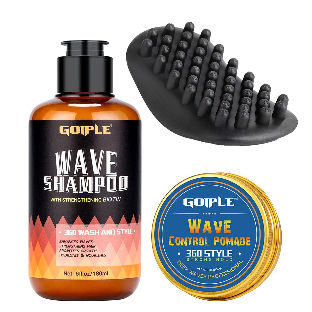 Wave Shampoo and Wave Pomade for Men Anti-frizz Cream Layered Styling Hair Wax Cleansed Care Shampoo Products and Silicone Brush