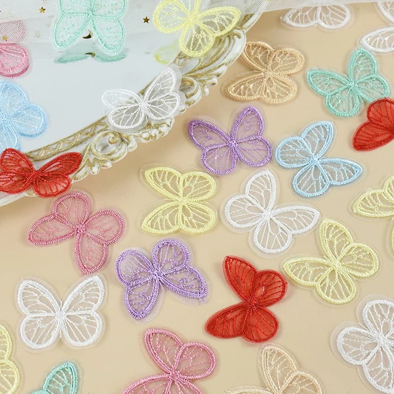 10/50pcs Embroidered Lace Butterfly Mesh Butterfly Cloth Patches Appliques DIY Clothes Headwear Sewing Hair Clips Accessories