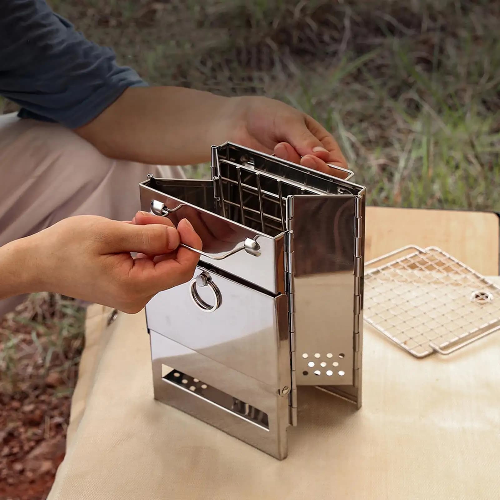 Stable Wood Stove with Ash Collector, Wood Stove for Camping, Backpacking, Garden, Patio, Hiking, Picnic