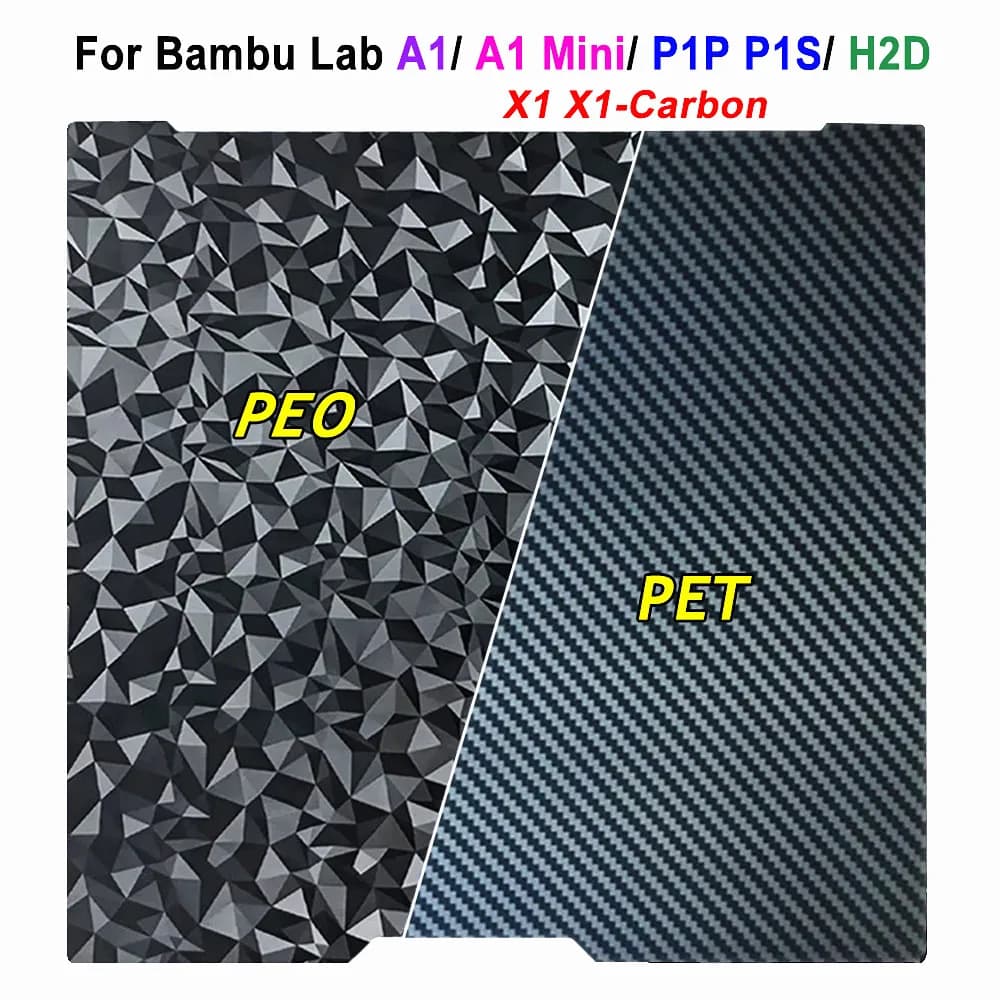 PEO PET sheet for Bambu Lab A1/A1 Mini/H2D/P1P P1S/X1 X1C Construction plate Double-sided sheet Printing bed for 3D printer