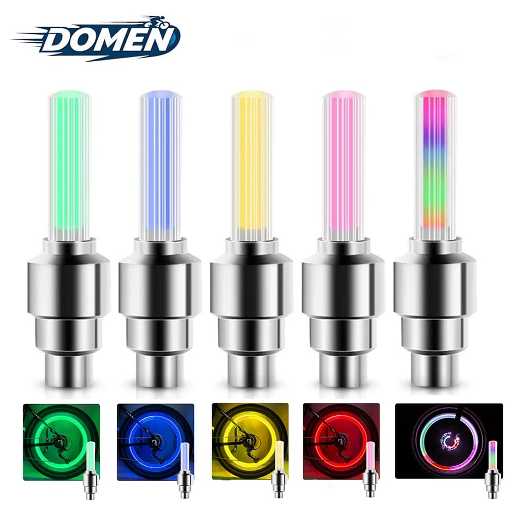 DOMEN Bicycle Motion Senso LED Tire Nozzle Valve Caps Lamp Neon Bicycle Night Riding Warning Light Bicycle Accessories