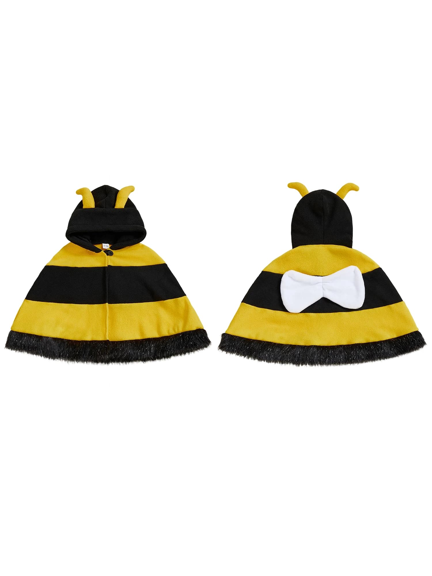 Poncho con cappuccio ape con motivo bumblebee e chiusura a cravatta per outfit di Halloween unisex per bambini