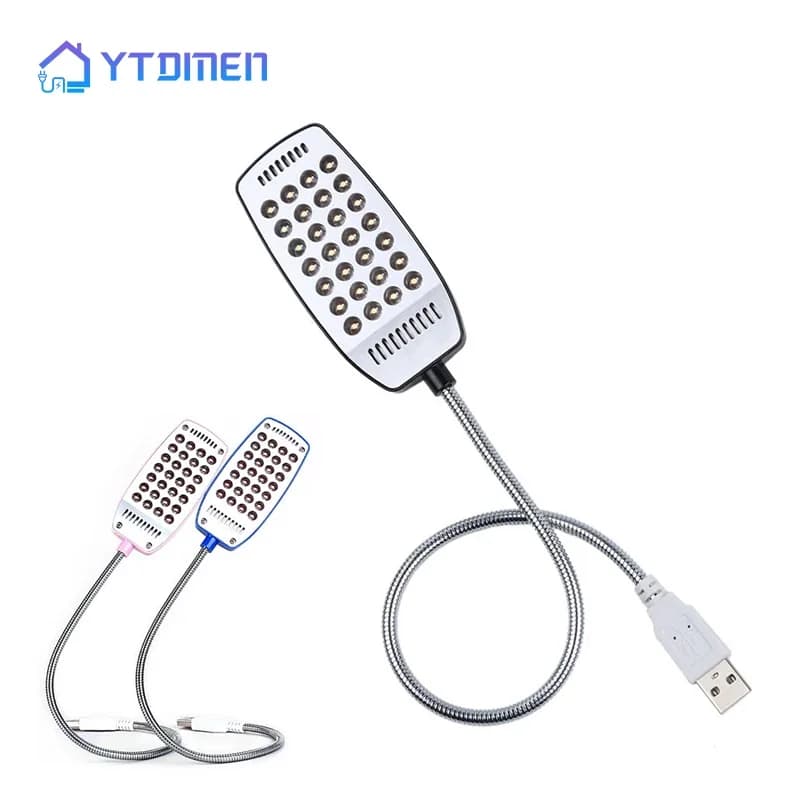 Lampada da libro a 28 LED Lampada da lettura portatile USB Lampada da tavolo da tavolo di colore bianco per computer portatile Power Bank Notebook PC