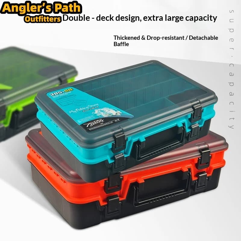 Tai Two Layer Large Capacity Fishing Lure Box Portable Handle Removable Dividers Multifunctional Fishing Tackle Storage Anglers