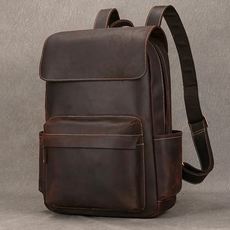 Zaino in pelle moda uomo zaino per Laptop da uomo zaino per computer da 15.6 pollici zaino da viaggio in pelle da uomo zaino da scuola per uomo