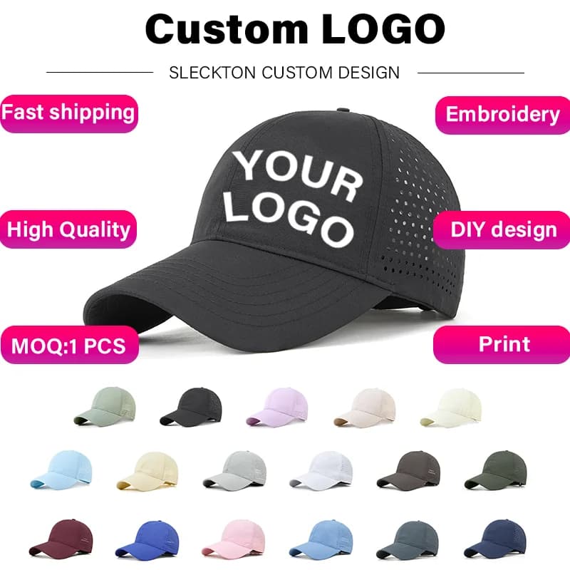 SLECKTON Fast drying baseball cap with custom embroidery logo for summer protection Waterproof breathable design Fa-da-te image printing