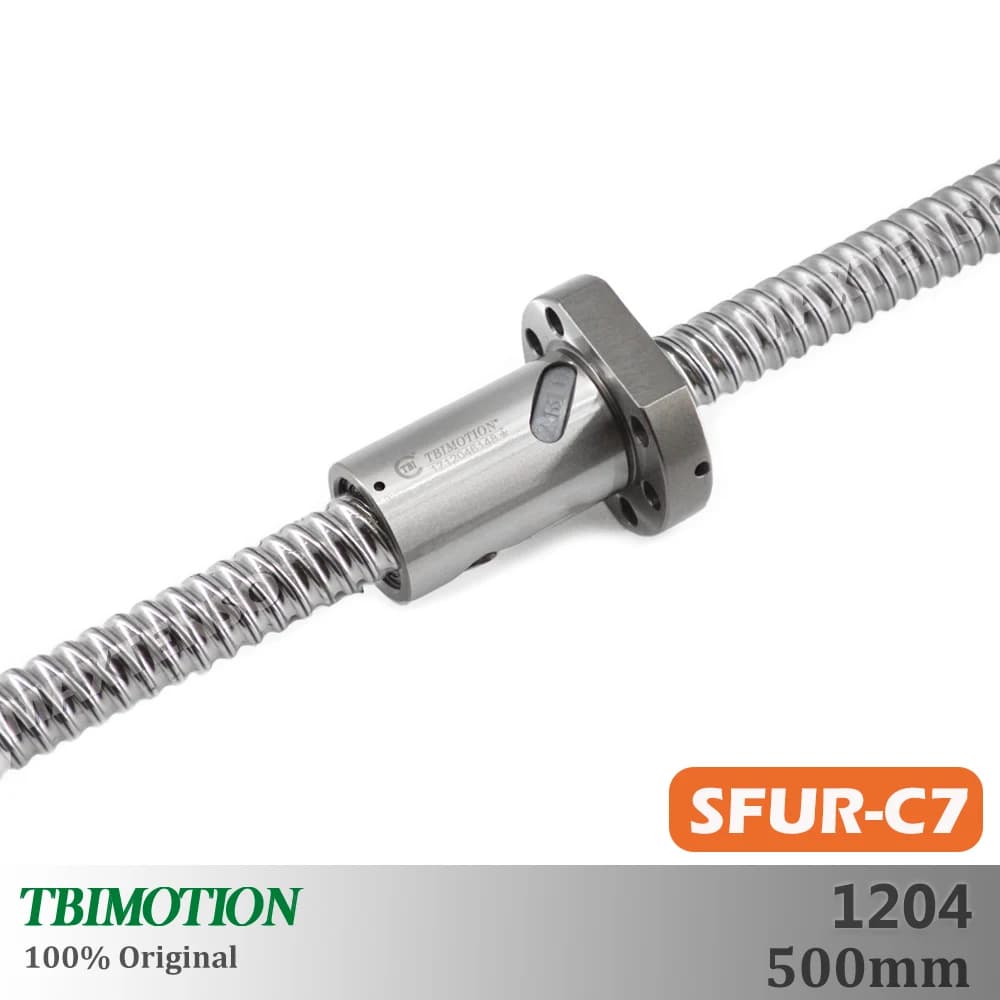 TBI Motion SFUR1204 C7 Ball Screw R12 Lead 4mm SFU1204 Rolled 500mm High Precision Flange Thread Shaft CNC Spindle 3D Printer