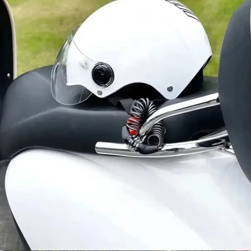 Lucchetto per casco da moto per bicicletta Password a 4 cifre Antifurto Catena portacavi durevole Cavo di sicurezza portatilePreemi