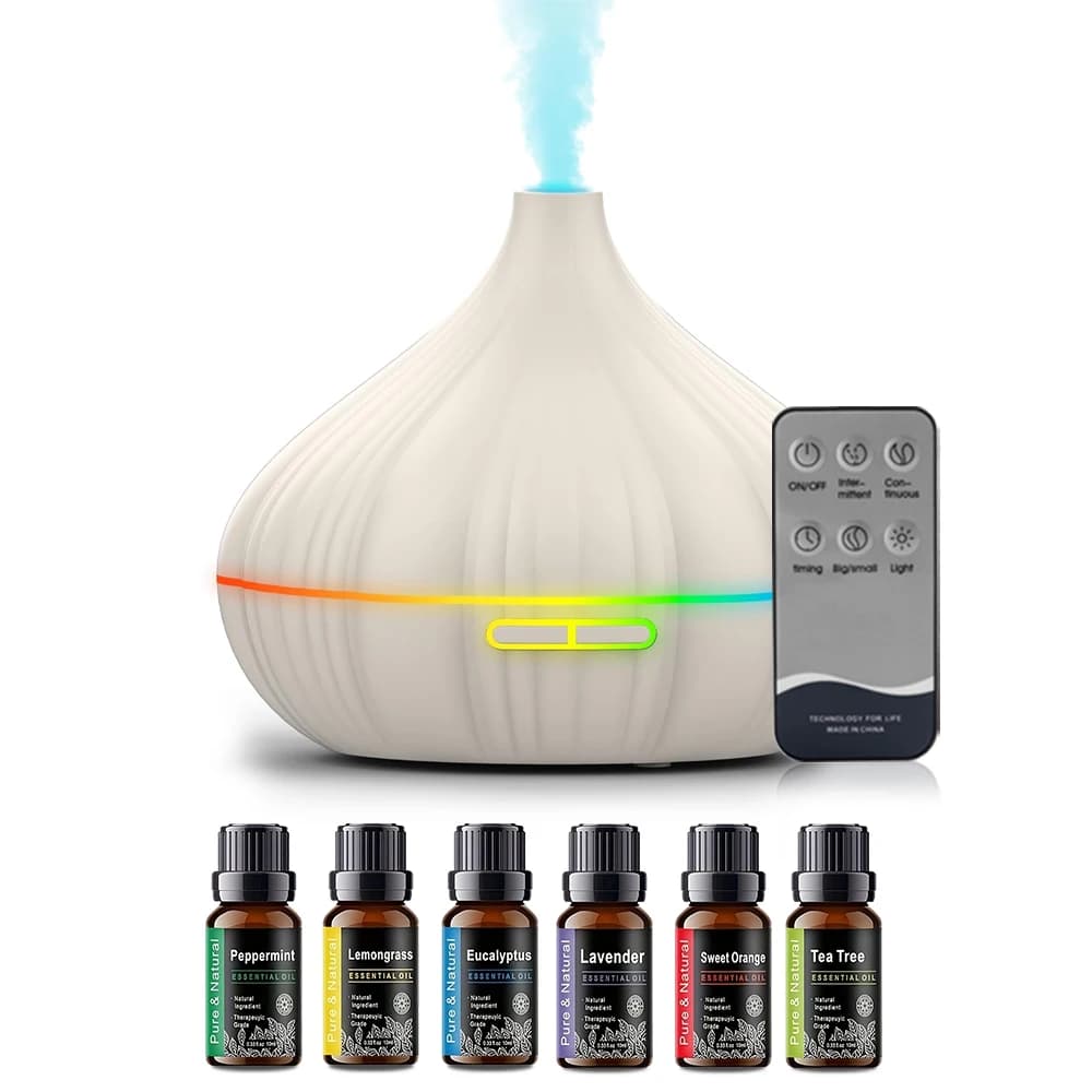 Diffusore di oli essenziali da 550 ml, umidificatore d'aria e macchina per aromaterapia con spegnimento automatico senza acqua, timer, illuminazione a LED, purificatore d'aria,