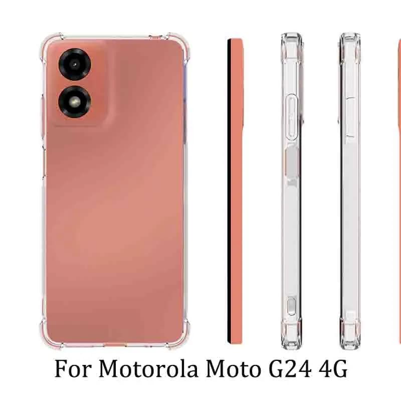 Per Motorola Moto G24 XT2423 Custodia Trasparente Airbag Silicone TPU Paraurti Antiurto Cover Posteriore Custodia Morbida per Moto G24 MotoG24 XT2423
