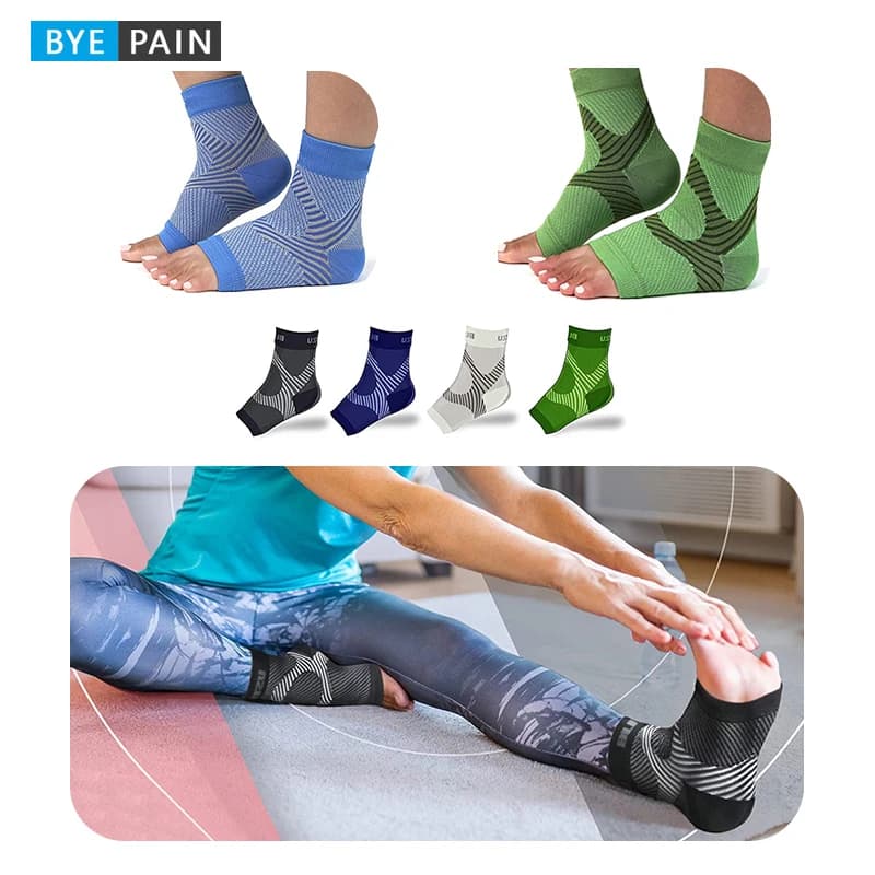 1 paio di maniche a compressione per caviglia, punta aperta, calzini a compressione per caviglia, supporto per fascite plantare, per uomo e donna, supporto per arco plantare
