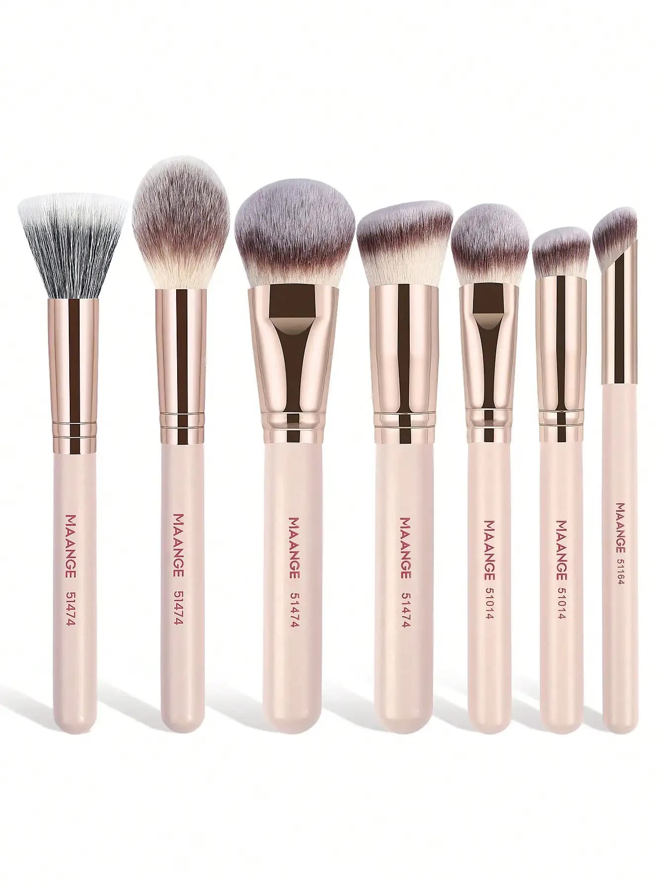 Set di pennelli per trucco professionale MAANGE da 2/4/5 pezzi con scatola di carta, include accessori per il trucco, pennello per cipria, pennello per fard, pennello per fondotinta, pennello per contorno, pennello per ombretto sul naso, setole morbide adatte per cosmetici in polvere e liquidi, portatile e ideale per i viaggi