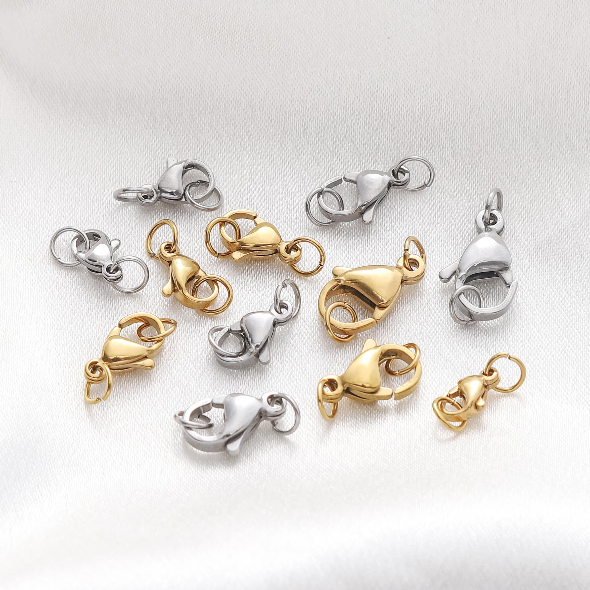 5-10 pcs rodium/gold stainless steel mosque clasp with rings diy bracelet necklace creation jewelry accessories connectors