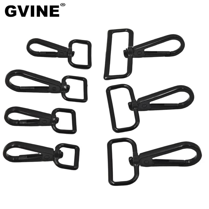 10 Pezzi Moschettone Girevole in Metallo Nero 14-38mm, Clip per Cintura di Sicurezza, Gancio a Scatto per Cane, Animale Domestico, Cinghia, Borsa, Accessori Fai-da-Te