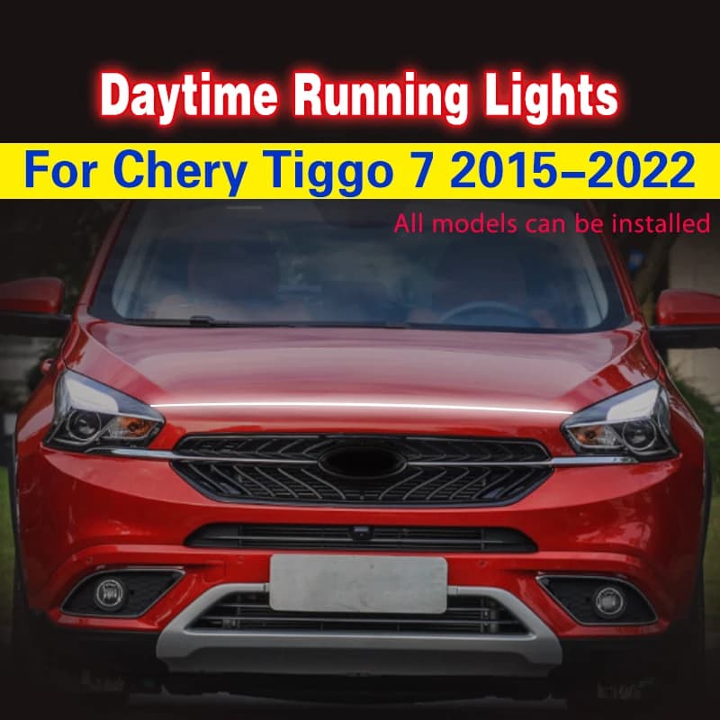 Auto lampeggiante 1 pz 12V impermeabile Led auto cofano luci striscia auto drl luci di marcia diurna fendinebbia per Chery Tiggo 7 2015-2022