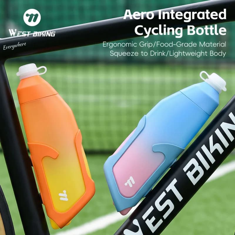 WEST BIKING Bicycle 680ML Aerodynamic Water Bottle Bracket Set Bike Water Bottle MTB Road Frame Down Tube Riding Water Kettle