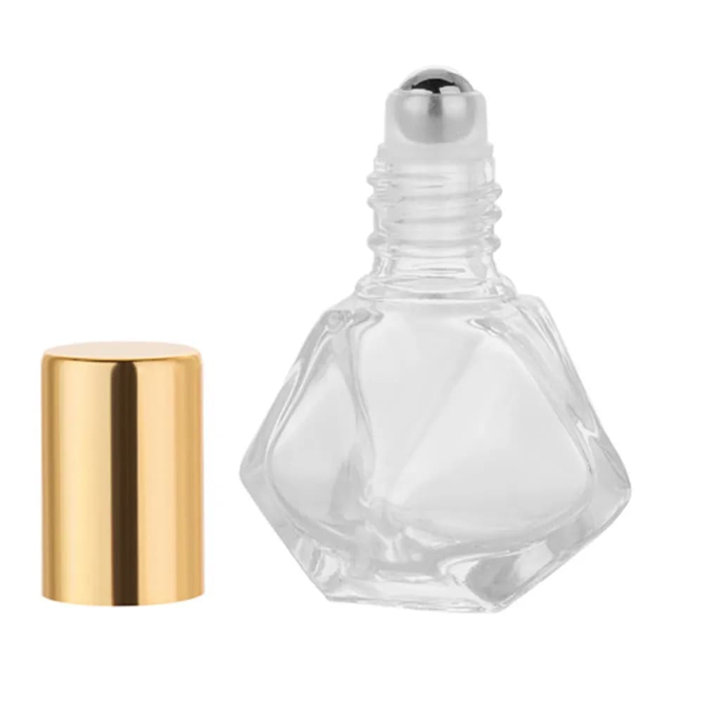 5 flaconi per oli essenziali in vetro ricaricabili, roll-on, portatili, da viaggio, contenitori per profumi a prova di perdite, per oli