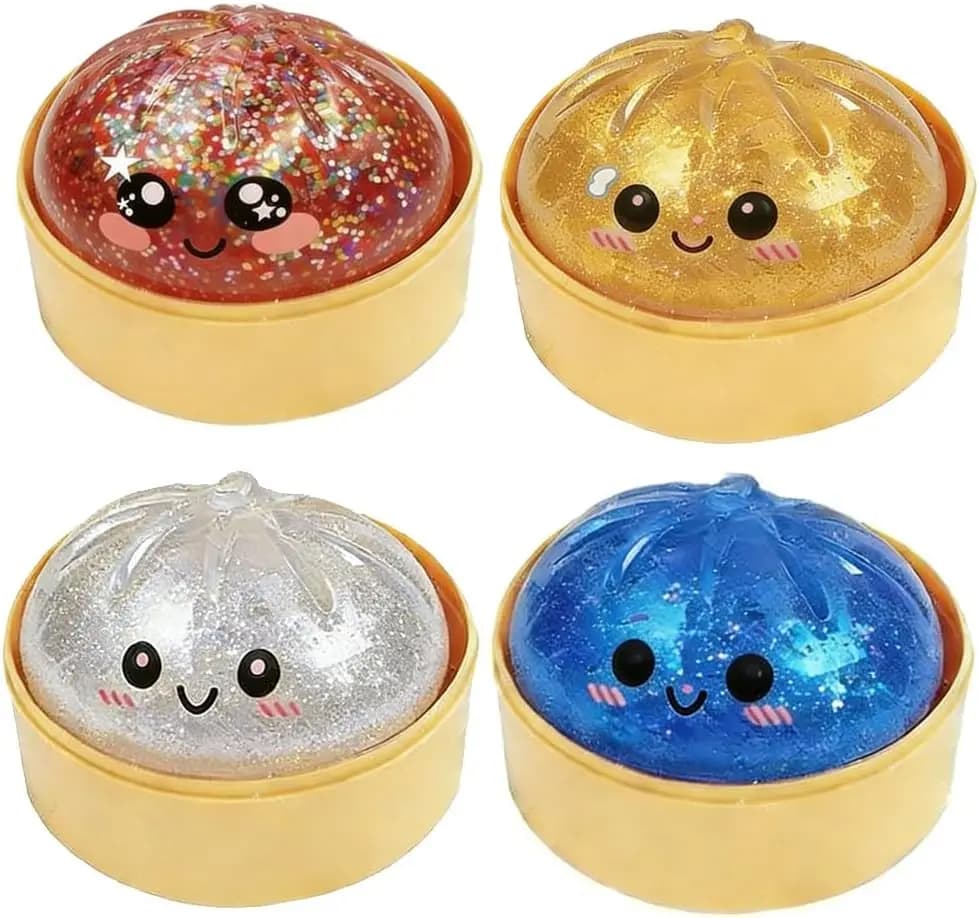 Squishy Dumpling, Nuova Palla Antistress a Forma di Panino 2026 con Scatola a Vapore per Alleviare lo Stress (4 Pezzi)