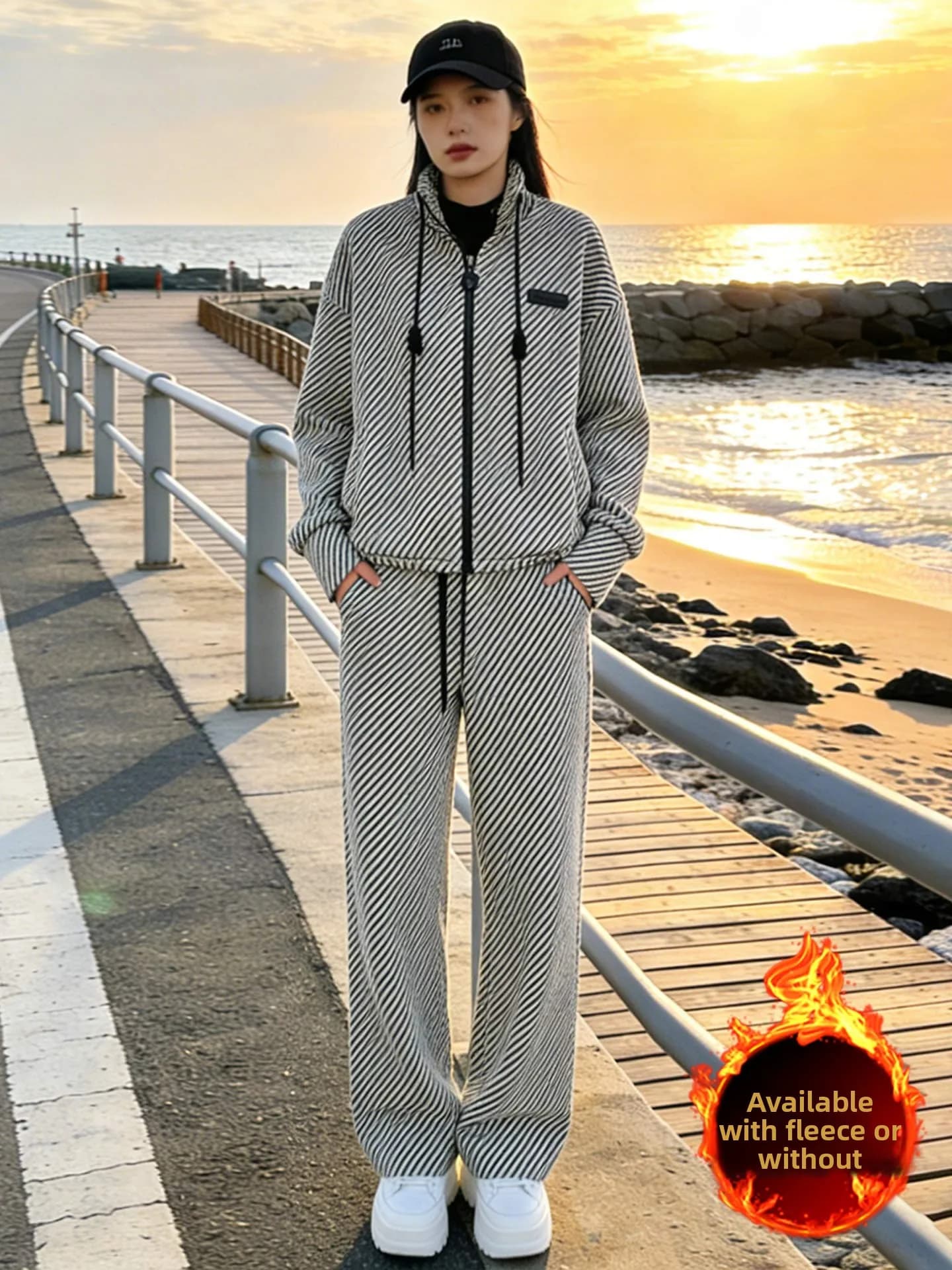 Cool Casual Sportswear Set Women's Spring High End European Style Jacket Top Wide Leg Pants Two Piece Set Fashionable Comfort...