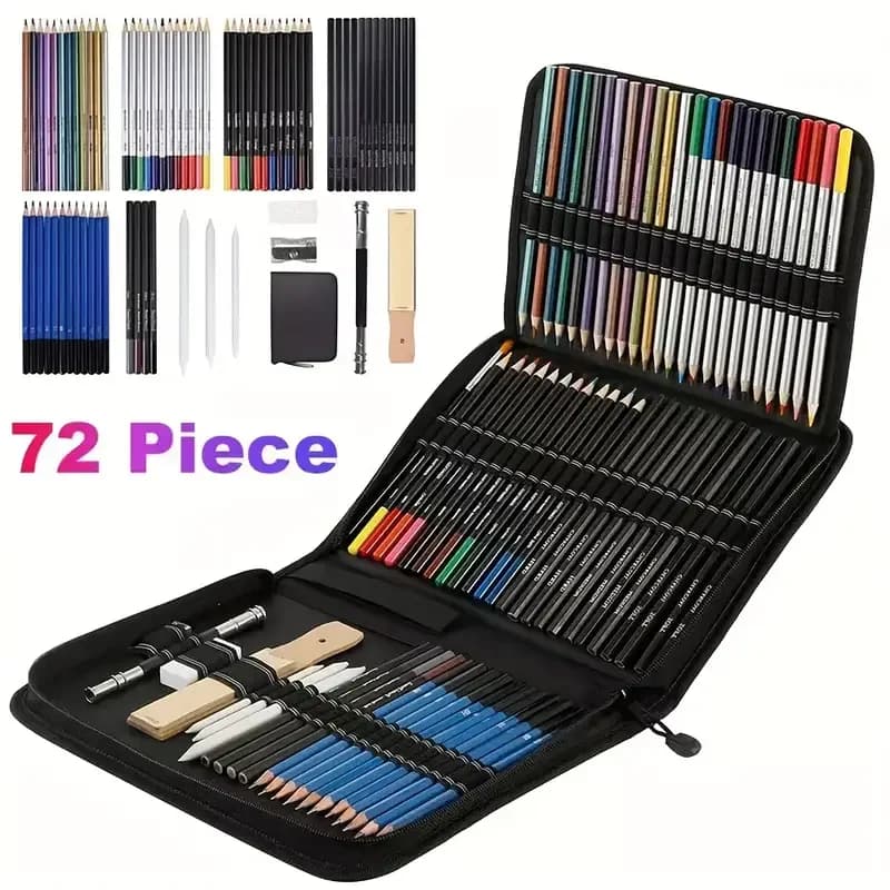 Art Professional 72 pezzi Set artistico Schizzo Disegno Matita Kit Matita Schizzo Matita a carboncino Set di strumenti per artista