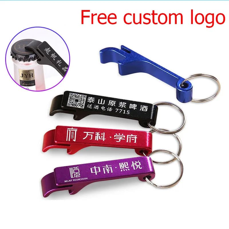 10-100 pieces of creative tools aluminum alloy bottle openers gifts wedding guests keychains laser engraved custom logos