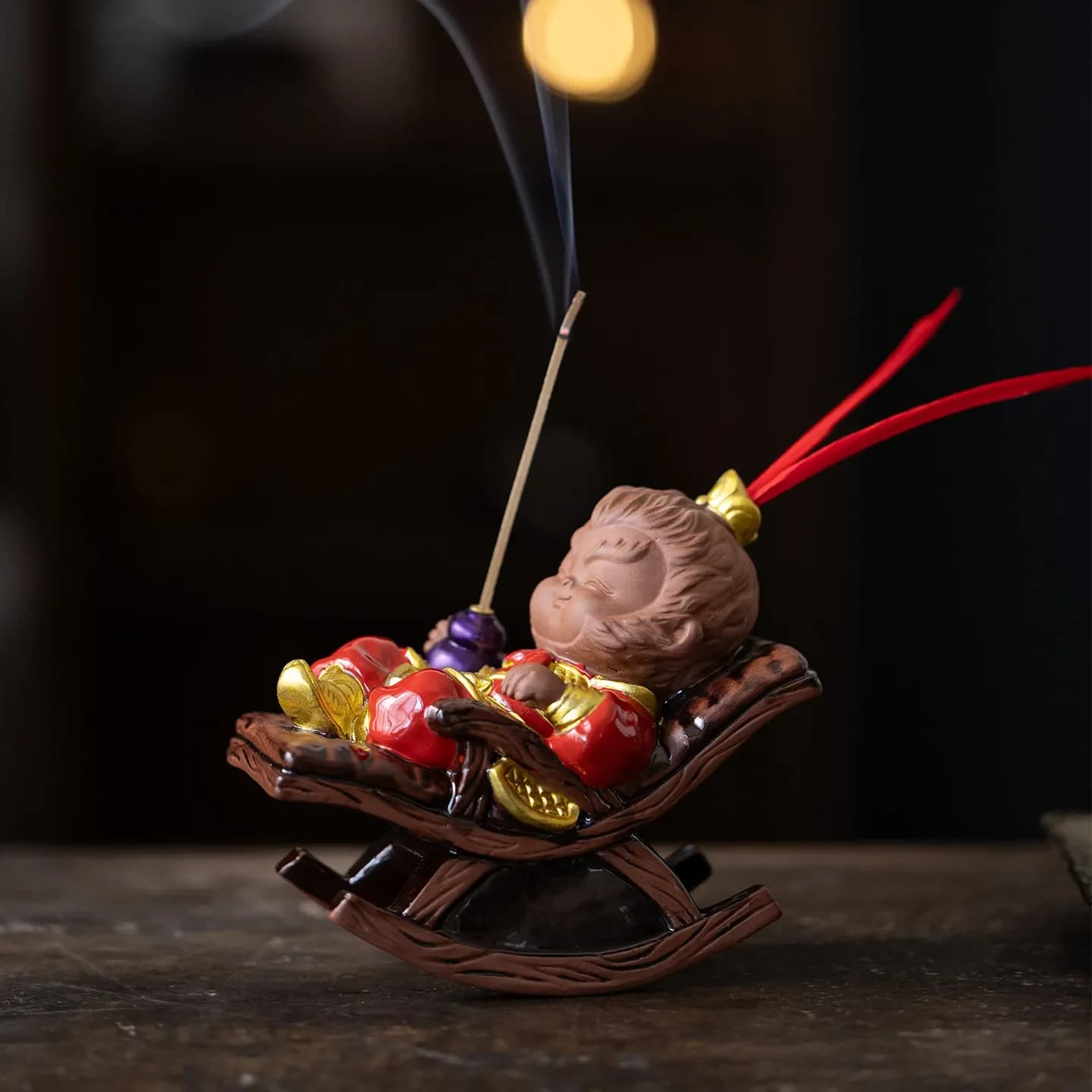 FX-18 Creative Shaking Monkey Sun Wukong Qitian Great Saint Tea Pet Ornament Ceramic Zen Tea Table Ornament