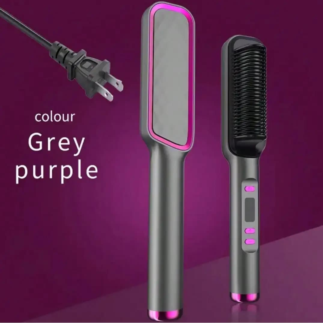 Spazzola Lisciante per Capelli in 3 Minuti con Ceramica, 3 Impostazioni di Temperatura (140°C) ° C/ 180 ° C/ 210 ° C), Display LED, Tecnologia agli Ioni Negativi