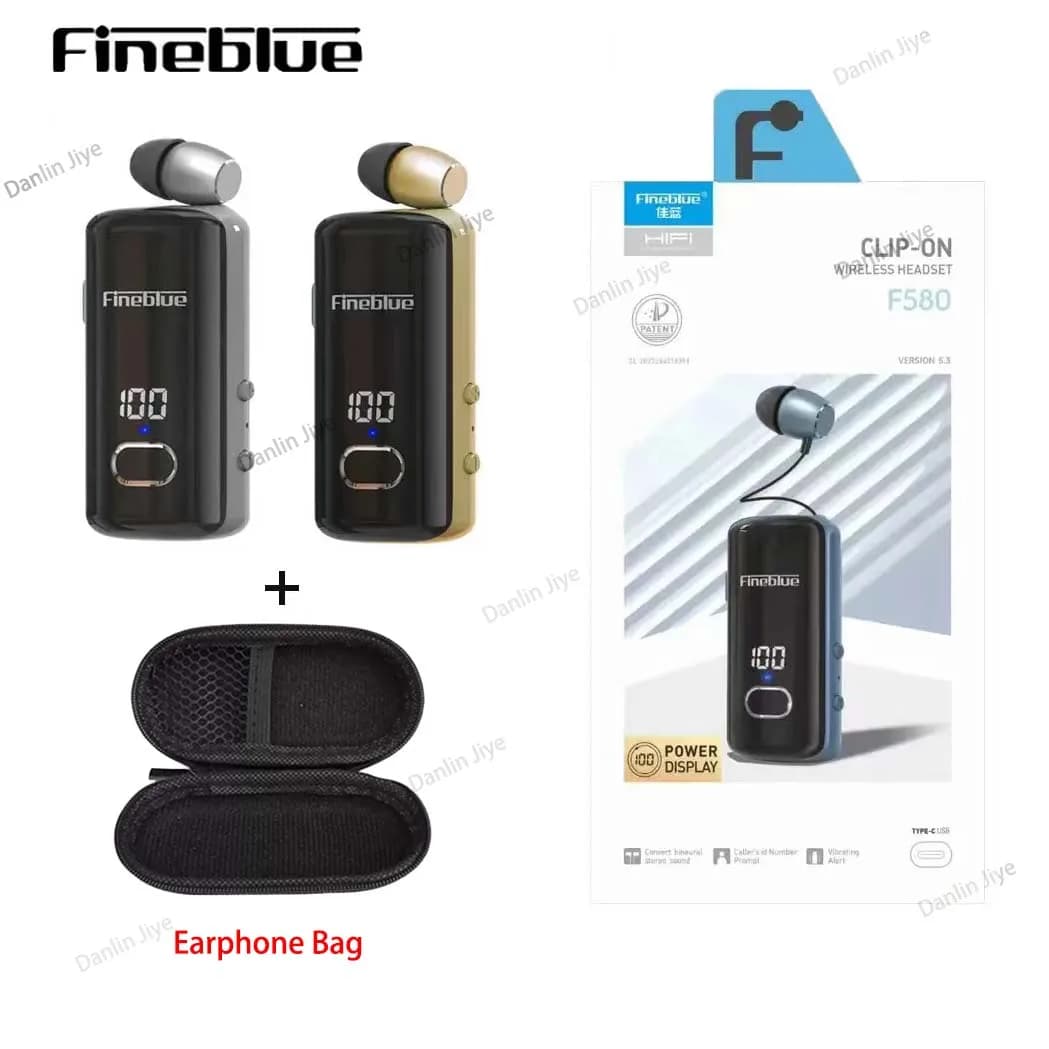 Auricolari Bluetooth V5.3 Fineblue F580 con cavo retrattile, cuffie portatili con connettore a loto per telefono, auricolari sportivi per corsa K55 F520