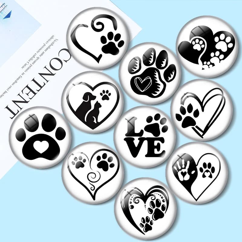 Dog Paws 12/18/20/25mm glass cabochon bracelet pendant rings for jewelry demo earrings back Making findings