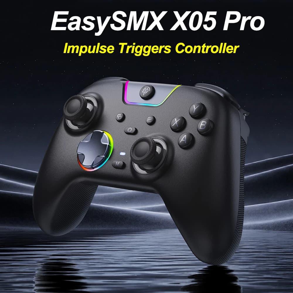 EasySMX X05 Pro pulse activation controller compatible with PC/Switch/telephone Android/iOS/TV/vapore, deactivation button, Rumble engines