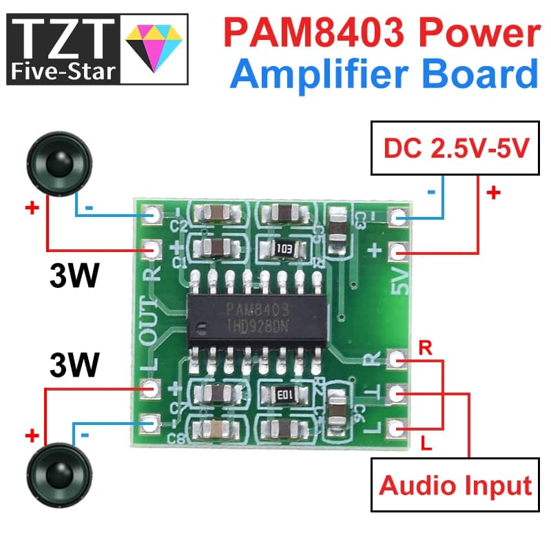 GREATZT 1/5/10PCS PAM8403 Scheda Amplificatore Audio Digitale Mini 2x3W per Modulo Amplificatore Audio Stereo Classe D Alimentazione 5V