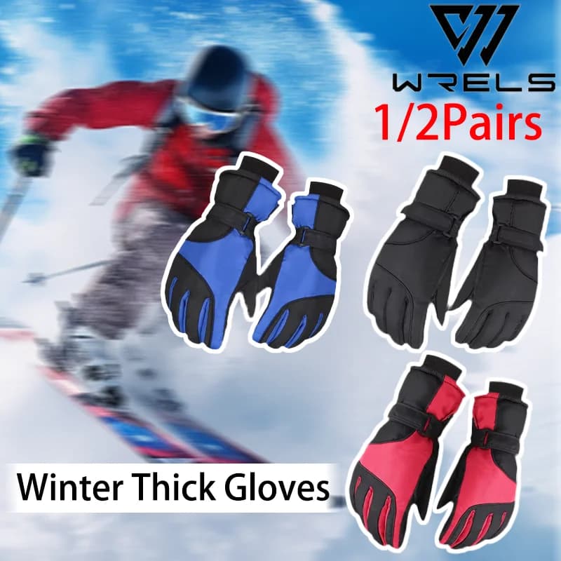 1/2Pairs Winter Thick Gloves Long-Sleeve Non-Slip Windproof Outdoor Sports Gloves Cold Proof Riding Motorcycle Snowboard Gloves