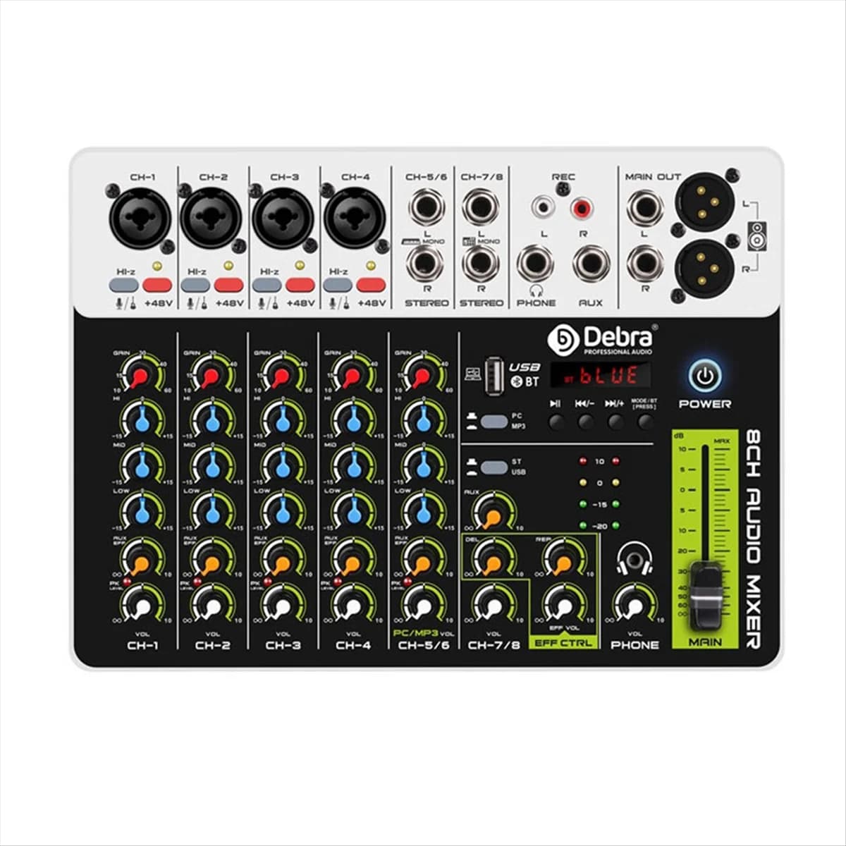 Hot Sale V8 Audio Mixer Small mixing console with Bluetooth USB 48V Phantom Power Delay Repaeat for DJ US Plug
