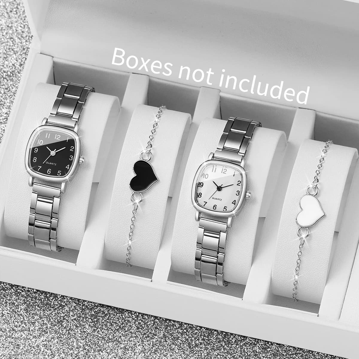 Set di 2/4 Orologi da Donna alla Moda con Bracciali a Cuore, Orologio da Polso al Quarzo per Signore, Reloj Mujer, Regalo per Ragazze (Senza Scatola)