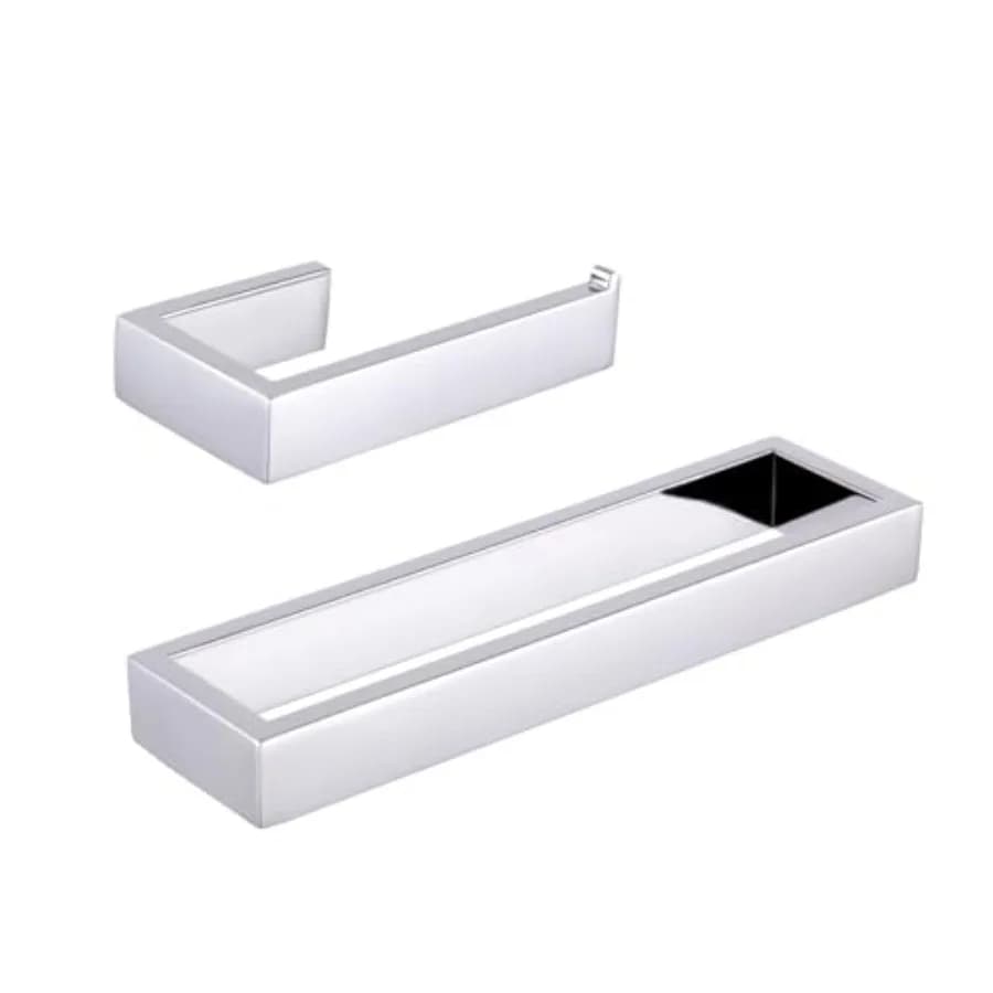 2-Piece Bathroom Accessory Set SUS 304 Stainless Steel Toilet Paper Holder Towel Ring Wall Mount, Finish HG1708-2JG