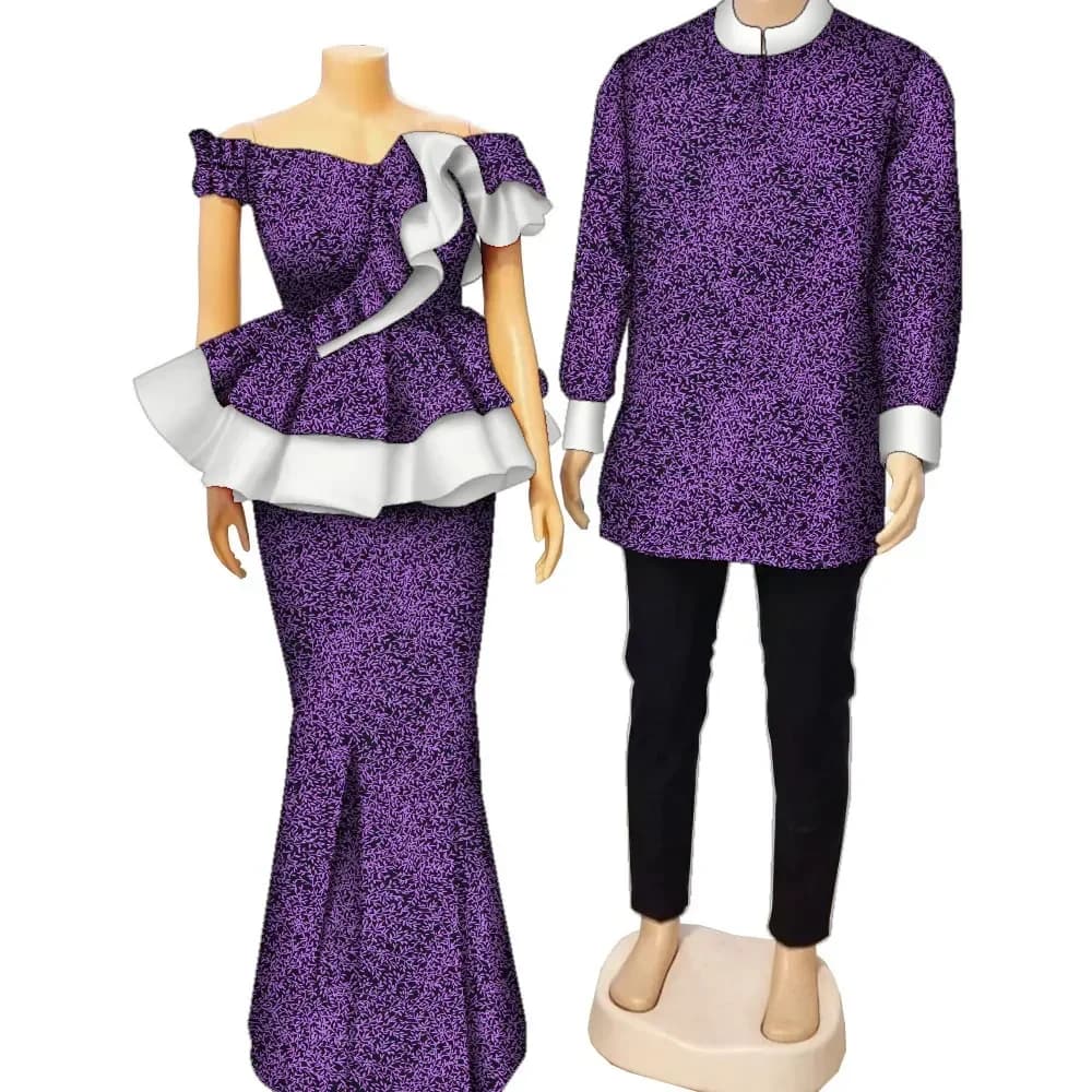 Abbigliamento con stampa africana per coppie amanti Camicia Dashiki da uomo e gonne da donna Set abiti da coppia per matrimonio WYQ985