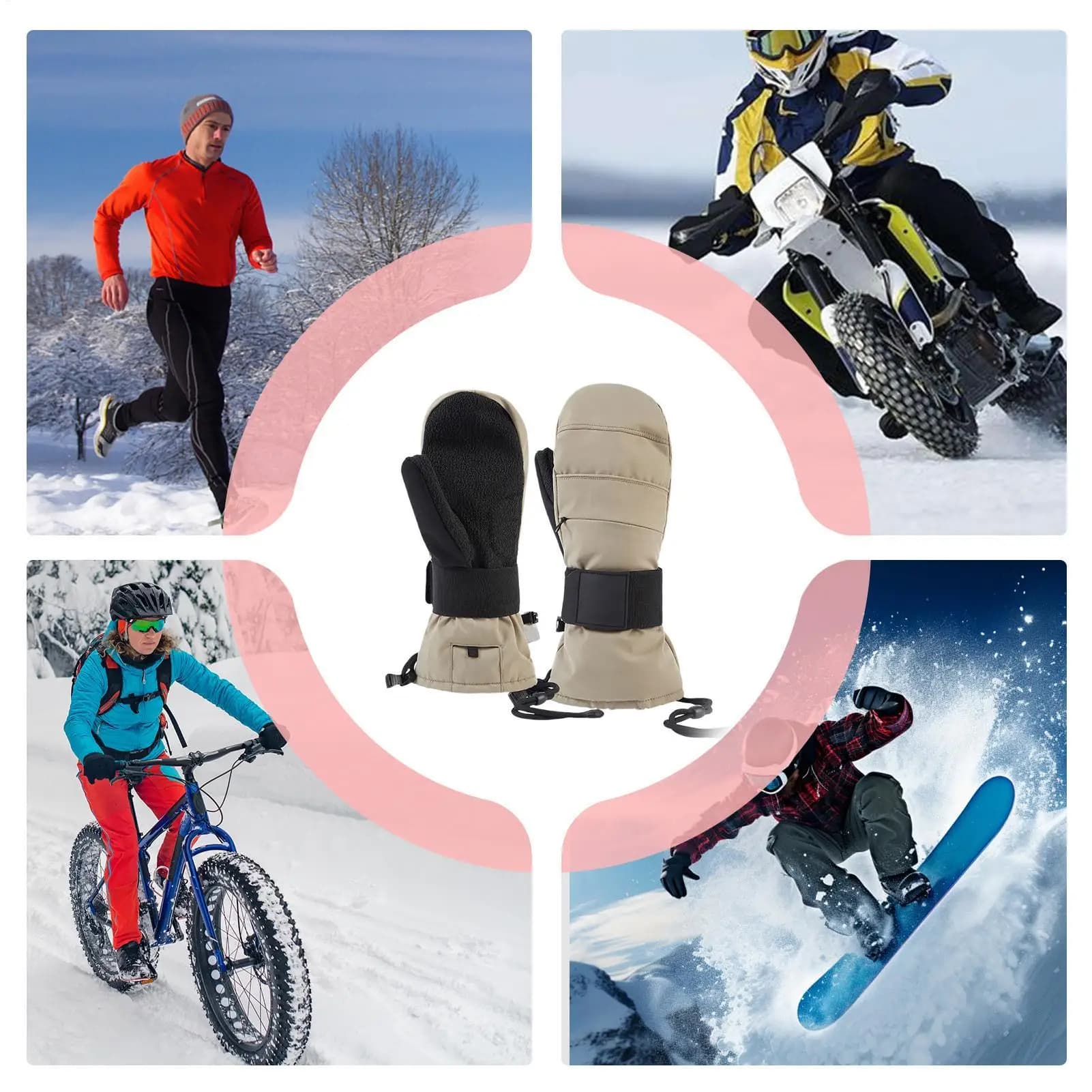 Guanti da moto per la stagione fredda Guanti termici touchscreen con protezione per il polso Guanti da ciclismo foderati in pile per uomo invernali